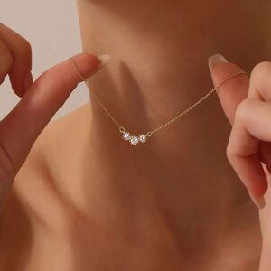 3 Simulated Diamond Solitaire Necklace, Trio CZ Diamond Pendant, Layering Chain